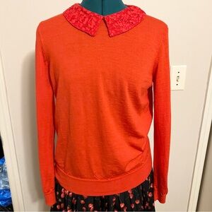 J Crew sweater with lace collar